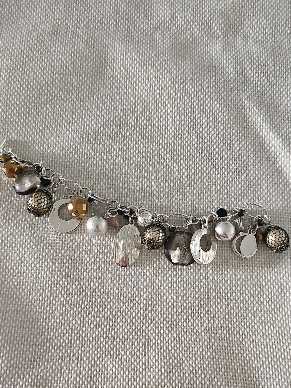 Silver and Gold Mixed-Metal Charm Bracelet - Women Jewelry